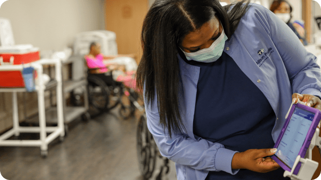 Woman using telehealth solution